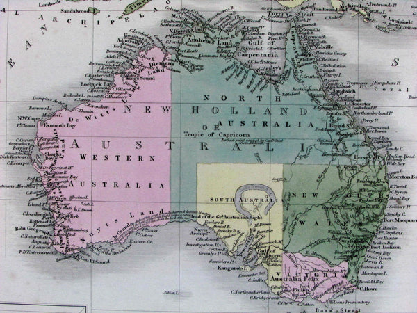Australasia Australia New Zealand erroneous Lake Torrens hook 1853 Hughes map