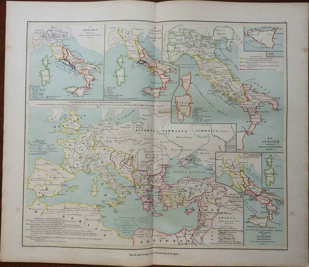 Roman Empire Italy Britain Gaul Egypt Anatolia 1848 Mahlmann historical map