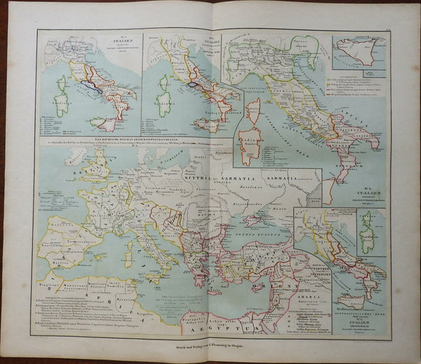 Roman Empire Italy Britain Gaul Egypt Anatolia 1848 Mahlmann historical map