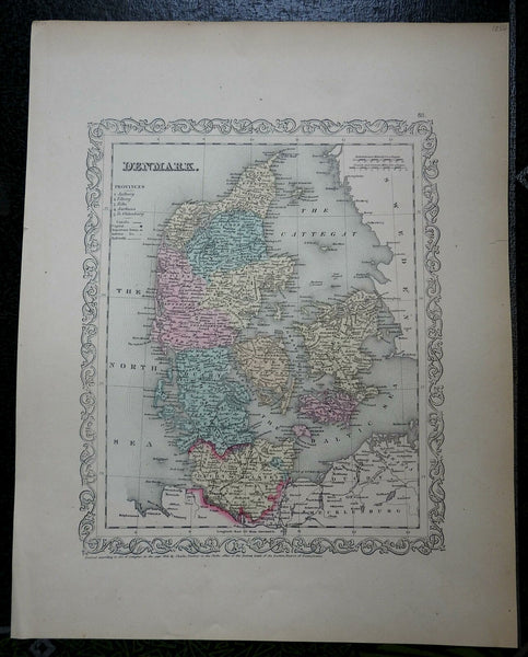 Kingdom of Denmark Jylland Sjaelland Fyn Copenhagen 1856 Charles DeSilver map