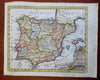 Spain & Portugal Iberia Madrid Lisbon 1758 Jeffrys decorative engraved map