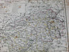 Provinz Posen Germany Bromberg w/ city key c.1849 antique detailed German map