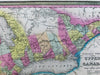 Upper Canada Great Lakes Niagara Falls Huron Erie Ontario 1850 antique color map