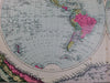 World double hemispheres mountains rivers charts time diagram 1879 Gray old map