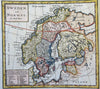 Sweden & Norway Finland Baltic States Stockholm Oslo 1709 Moll hand colored map