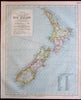 New Zealand 1883 Lett's map shows ocean currents submarine telegraph lines