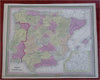 Spain & Portugal c. 1850 Cowperthwait Mitchell fine hand color map