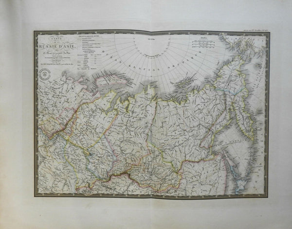 Asia Russia Siberia Mongolia Kamchatka 1836 Brue large detailed map hand color