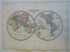 World Map in Double Hemispheres Africa Australia c. 1870 Fosset large map