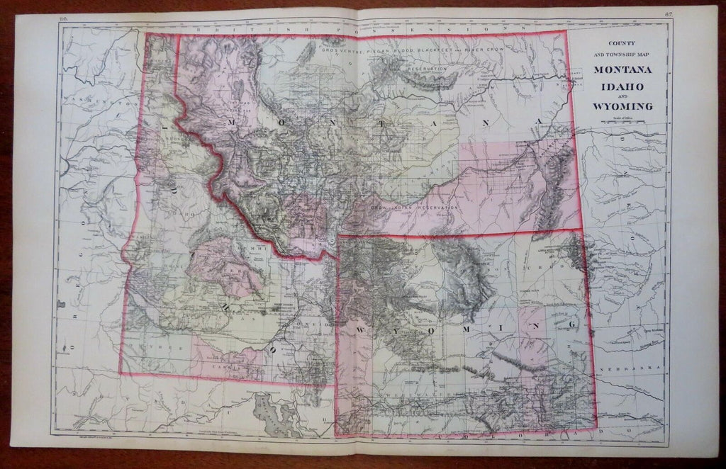 Idaho Montana Wyoming Yellowstone Boise Helena Cheyenne1888 Bradley-Mitchell map