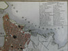 Marseilles France 1835 Mediterranean Sea Military Forts detailed city plan map