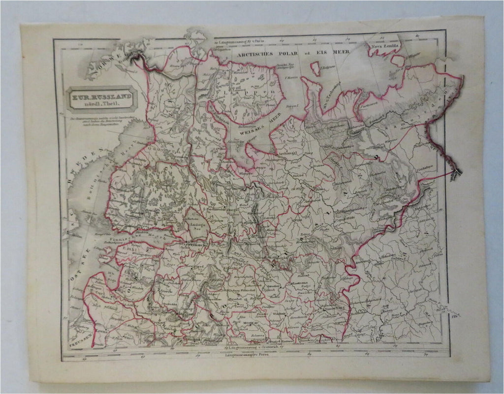 Russian Empire St Petersburg Moscow Archangelsk Finland Novgorod 1860 Biller map