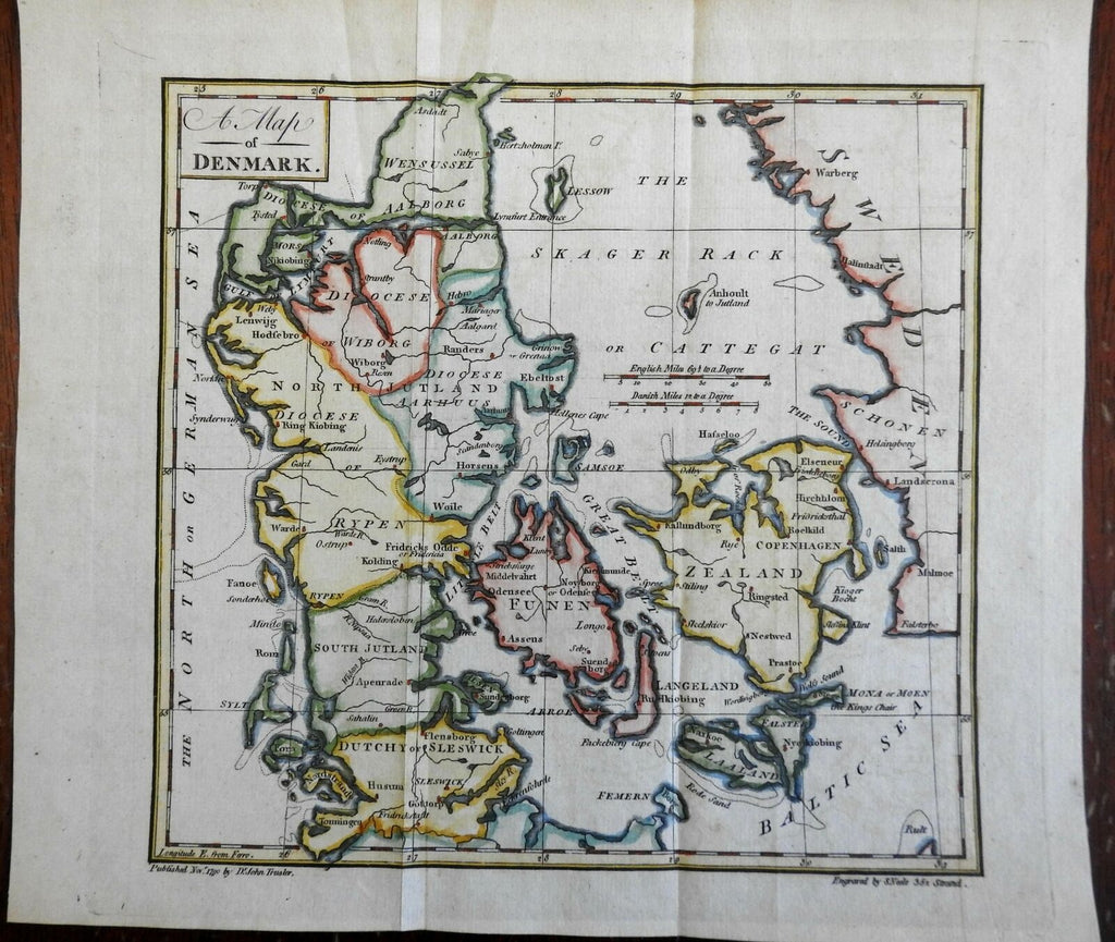 Kingdom of Denmark Jylland Fyn Sjaelland Copenhagen 1790 Neele engraved map