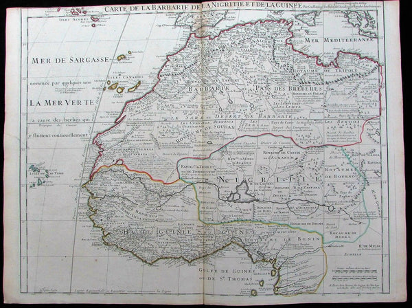 West Africa Guinea Senegal Sahara Gold Coast Gambia c.1707 de L'Isle old map