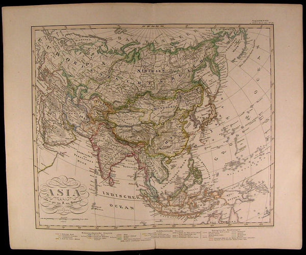 Asia Arabia China Hindustan Russian Empire Japan Iran 1857 scarce Stulpnagel map