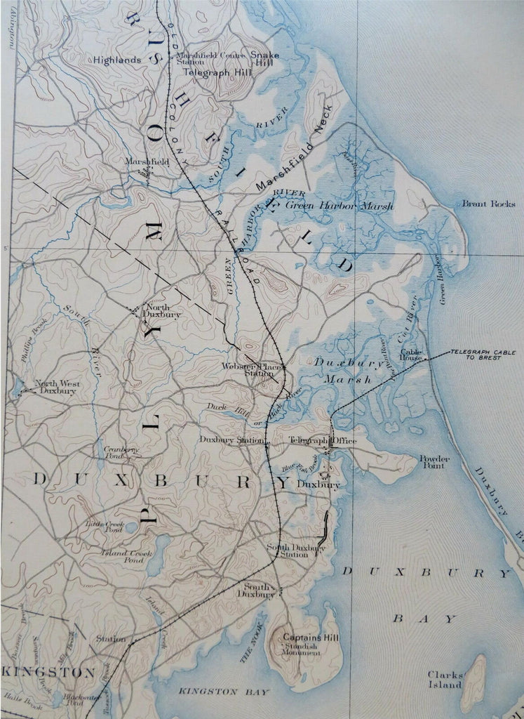 Duxbury Plymouth Kingston coastal Massachusetts 1898 topo chart Scituate Harbor