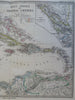 Caribbean Sea West Indies Cuba Jamaica Puerto Rico 1879 Berghaus detailed map