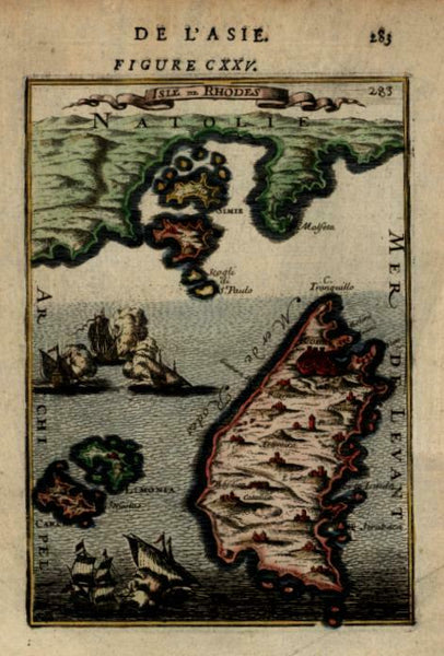 Island of Rhodes Ottoman Empire Warships Naval Battle 1683 Mallet miniature map