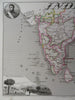 India British Raj Calcutta Pondicherry Delhi Agra Elephants 1850 decorative map