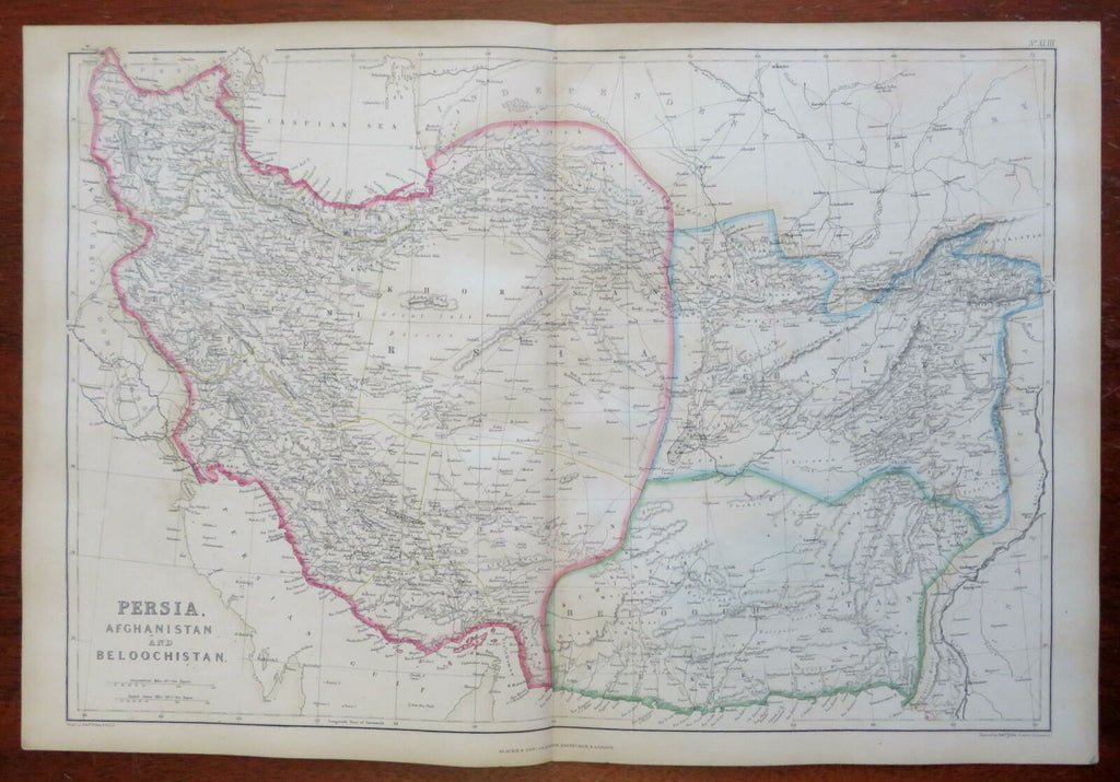 Persia Iran Afghanistan Baluchistan 1860 Weller & Bartholomew large color map