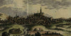 Osuna Spain Ossuna birds-eye city view 1715 miniature antique engraved print