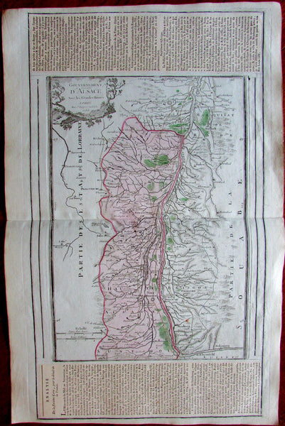 France Alsace Rhine river 1783 Brion decorative old map cartouche text