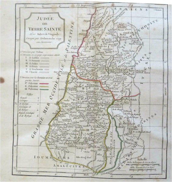 Roman Palestine Israel Judea c. 1795-1806 Vaugondy Delamarche engraved map