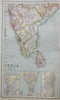 Southern India Hyderabad Mysore Madras Malay 1914 detailed scarce large map