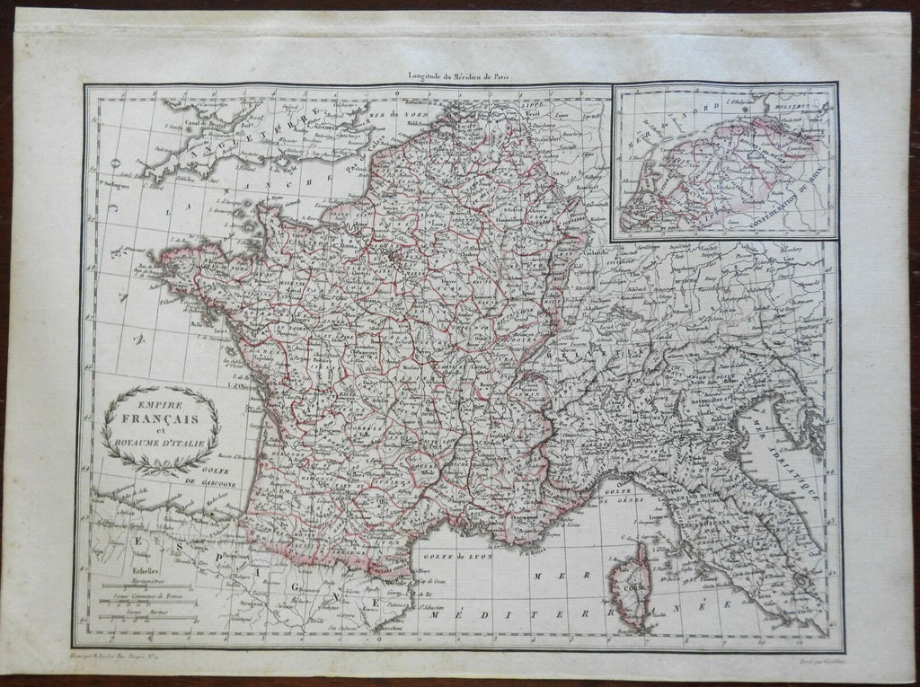 Napoleonic France 1st Empire Kingdom of Italy French Low Countries c. 1820 map