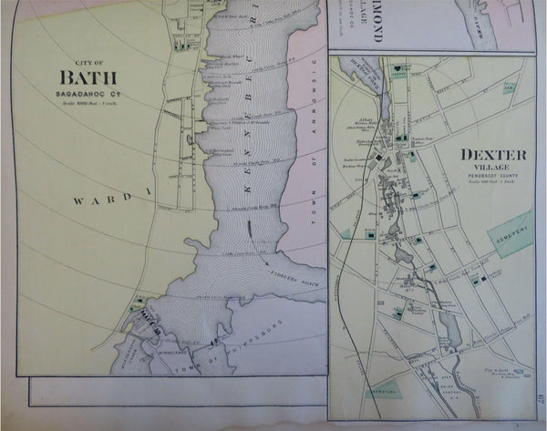 Bath Dexter Richmond Village Winthrop Sagadahoc County Maine 1893 Stuart map