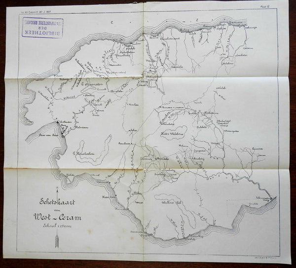 Western Seram Island Dutch East Indies Indonesia 1907 G. Kolff Dutch map