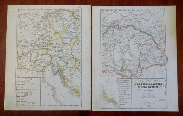 Austria-Hungary Hapsburg Monarchy Bohemia Lombardy 1834 Streit two sheet map