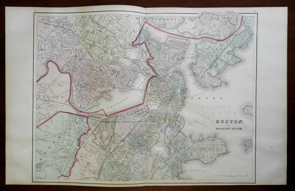 Boston detailed city plan Cambridge Massachusetts 1876-9 O.W. Gray fine map