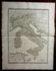 Italian Peninsula Lombardy Tuscany Papal State Naples 1831 Lapie large folio map