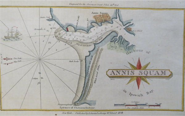 Annis Squam Harbor Ipswich Bay Massachusetts 1847 Blunt coastal survey map