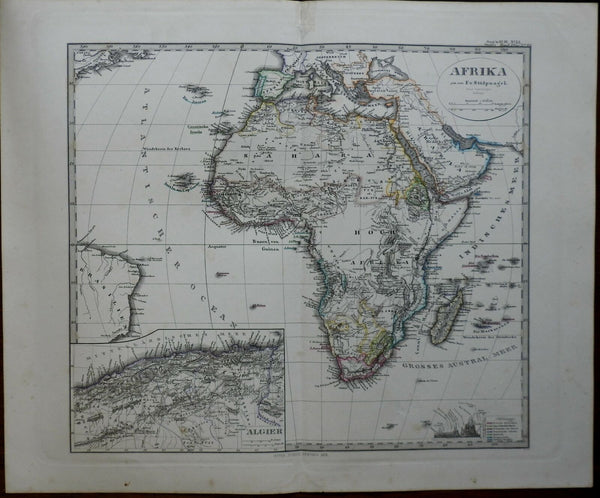 African Continent European Colonies Algiers Natal 1875 Stieler detailed map