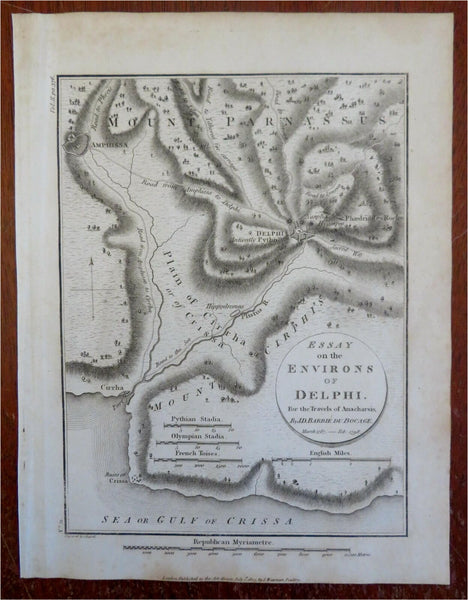Oracle at Delphia Ancient Greek Religious Site 1805 Mawman engraved map
