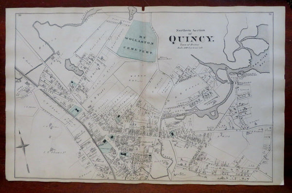 Northern Quincy Norfolk County Massachusetts 1871 detailed city plan map