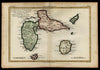 Guadeloupe Lesser Antilles Caribbean Galante 1780 Bonne engraved map hand color