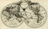 World in Double Spheres 1821 Perrot miniature antique engraved map