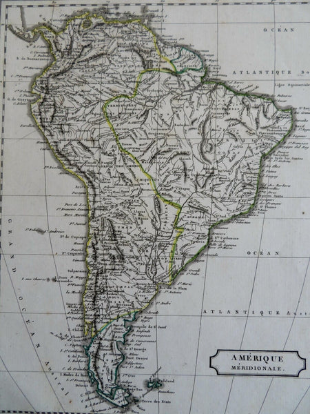 1862 ORIGINAL MAP PATAGONIA ARGENTINA CHILE PERU BOLIVIA BRASIL ECUADOR  COLOMBIA