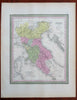 Northern Italy Lombardy Piedmont Tuscany Venice c 1850 Cowperthwait Mitchell map