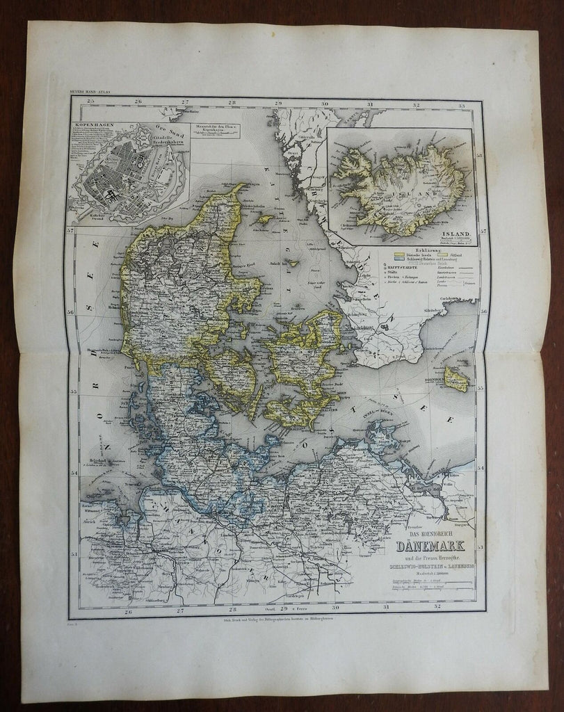 Kingdom of Denmark Iceland Fyn Jutland Sjaelland Copenhagen 1873 Ravenstein map