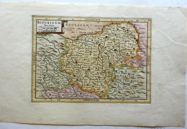 Berry France Biturigum Bourges County Map 1697 engraved map