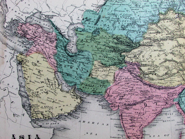 Asia Persia China Arabia Chinese Empire Burma Siam India 1882 scarce old map