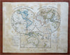 World Map in Double Hemispheres Australia New Zealand 1843 Stieler engraved map