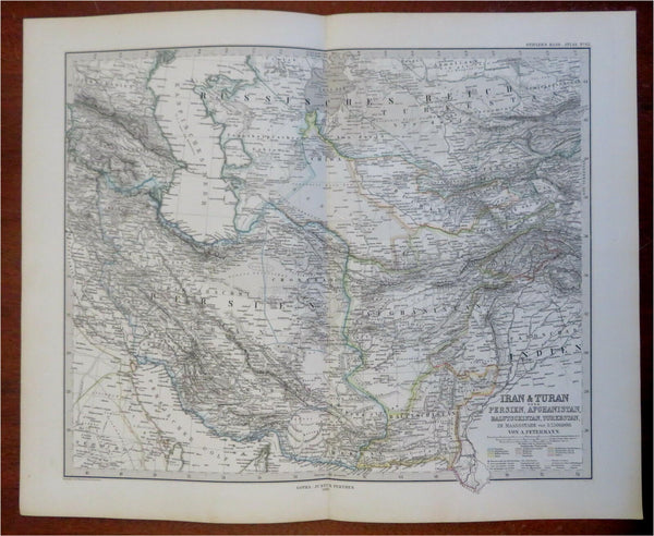 Persia Iran Afghanistan Baluchistan Turkestan 1880 Petermann detailed map