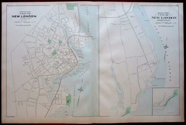 New London showing harbor front city plan 1893 Connecticut Hurd map