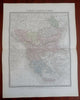 Ottoman Balkans Kingdom of Greece Albania 1861 Tardieu large hand color map