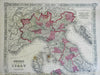 Kingdom of Italy Sardinia Naples Tuscany 1864 Johnson & Ward civil war era map